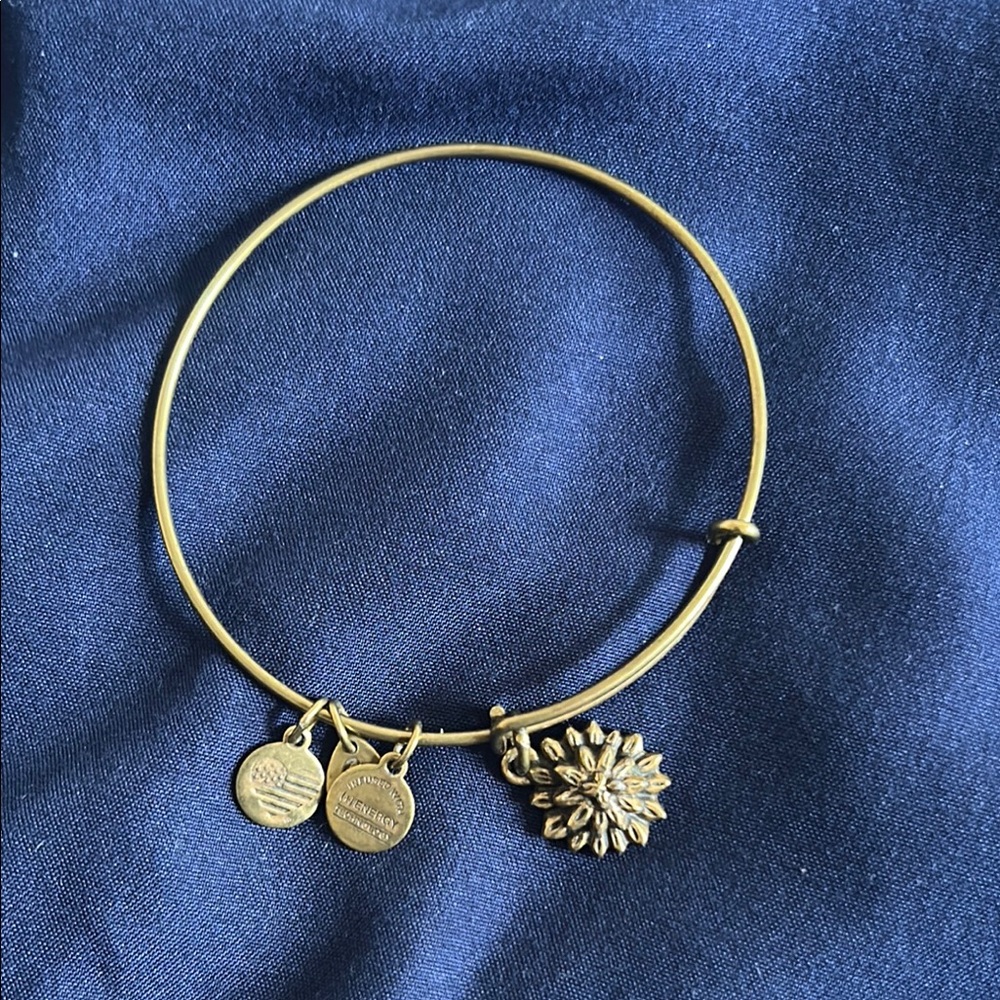 Alex & Ani Gold Flower Charm Bangle Bracelet